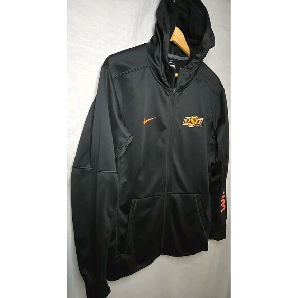 Oklahoma State Cowboys OSU Nike Full Zip Hoodie Therma-Fit, Sz Med, Black/Orange - Picture 4 of 9